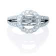 .72ct Diamond Antique Style 18k White Gold Halo Engagement Ring Setting