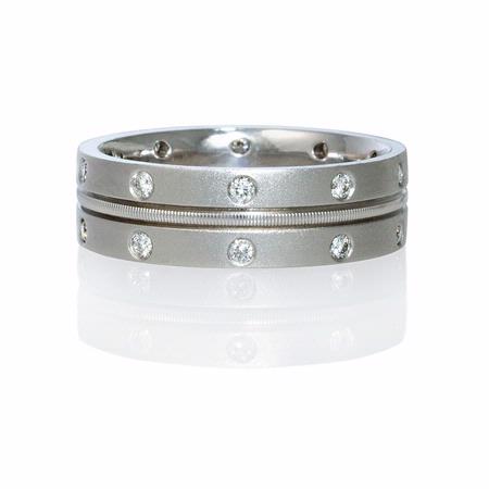 Men's Diamond 14k White Gold Wedding Band Ring