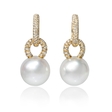 .68ct Diamond and South Sea Pearl 18k Yellow Gold Dangle Earrings