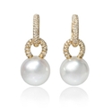 Diamond and South Sea Pearl 18k Yellow Gold Dangle Earrings