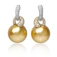 .65ct Diamond and South Sea Pearl 18k Two Tone Gold Dangle Earrings