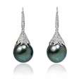 1.08ct Diamond and Tahitian Pearl 18k White Gold Dangle Earrings