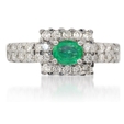 .57ct Diamond & Emerald 18k White Gold Ring