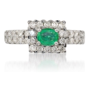 Diamond & Emerald 18k White Gold Ring