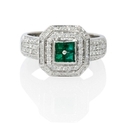 Leo Pizzo Diamond and Emerald 18k White Gold Ring
