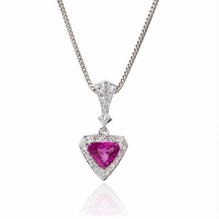 Diamond and Pink Sapphire 18k White Gold Pendant