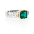 .87ct Diamond and Emerald Platinum and 18k Yellow Gold Ring