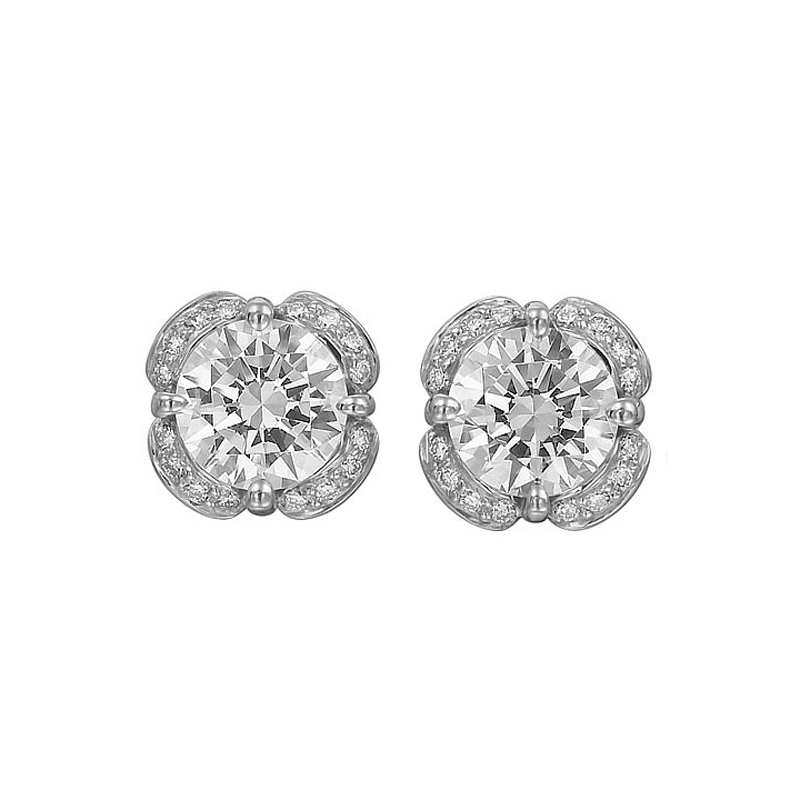 16ct Ritani Floral Collection Diamond 18k White Gold Earring Jackets