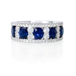 .83ct Diamond and Oval Blue Sapphire 18k White Gold Wide Band Ring