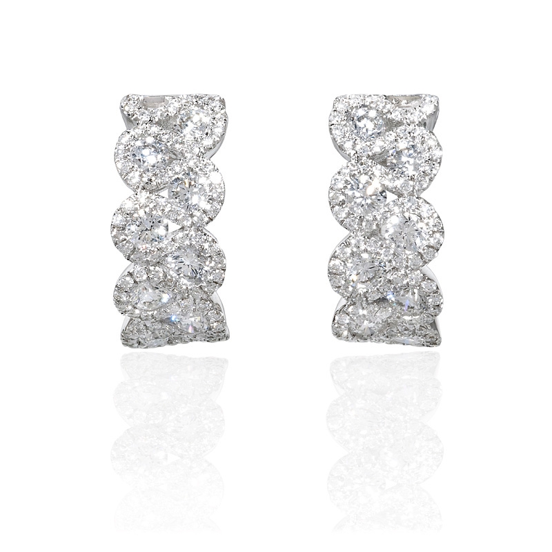 37ct Diamond 18k White Gold Huggie Earrings