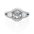 1.03ct Diamond 18k White Gold Split Shank Halo Engagement Ring Setting