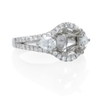 1.03ct Diamond 18k White Gold Split Shank Halo Engagement Ring Setting