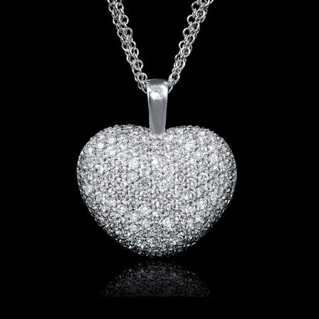 4.69ct Diamond 18k White Gold Heart Pendant