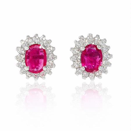 .64ct Diamond and Ruby 14k White Gold Earrings