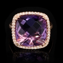 Diamond and Pink Amethyst 14k Rose Gold Ring
