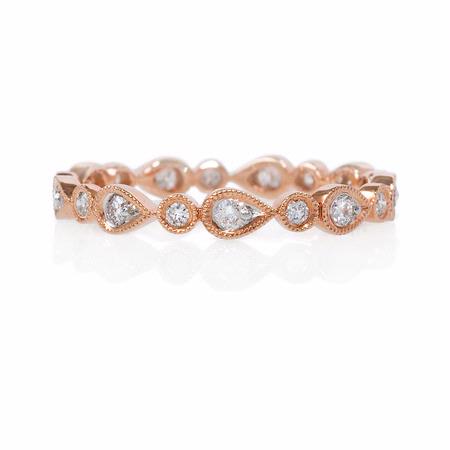 .30ct Diamond Antique Style 18k Rose Gold Eternity Ring