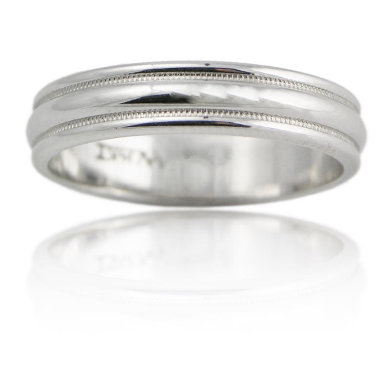 Men's 14k White Gold Antique Style Wedding Band Ring