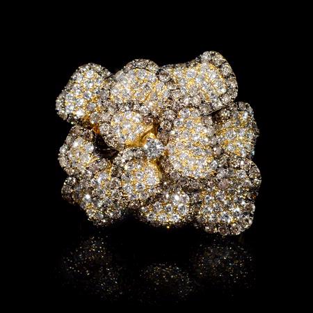 3.60ct Diamond 18k Yellow Gold Floral Ring