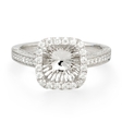 .58ct Diamond Antique Style 18k White Gold Halo Engagement Ring Setting