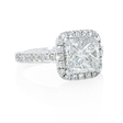 .58ct Diamond Antique Style 18k White Gold Halo Engagement Ring Setting