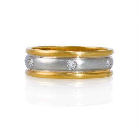 Men's Diamond Platinum 18k Yellow Gold Wedding Band Ring 
