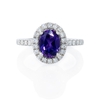 Diamond and Purple Amethyst 14k White Gold Ring 