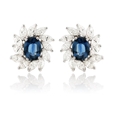 3.39ct Diamond & Blue Sapphire 18k White Gold Earrings