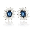 Diamond & Blue Sapphire 18k White Gold Earrings
