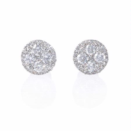 1.00ct Diamond 18k White Gold Cluster Earrings