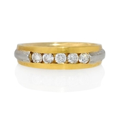 Men's Diamond Platinum and 18k Yellow Gold Wedding Band Ring
