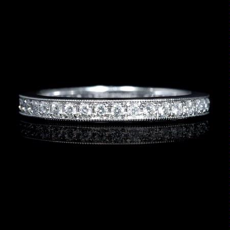 Diamond Antique Style Platinum Eternity Wedding Band Ring