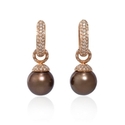 Diamond and South Sea Pearl 18k Rose Gold Dangle Earrings