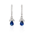 .23ct Diamond and Blue Sapphire Antique Style 18k White Gold Dangle Earrings
