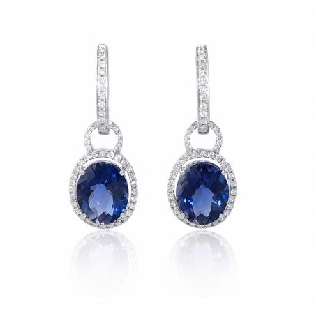 .61ct Diamond and Blue Iolite 18k White Gold Dangle Earrings