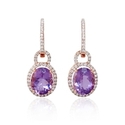 Diamond and Purple Amethyst 18k Rose Gold Dangle Earrings