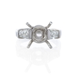 .95ct Diamond Platinum Three Stone Tapered Engagement Ring Setting