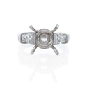 Diamond Platinum Three Stone Tapered Engagement Ring Setting
