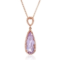 Diamond and Pink Amethyst 14k Rose Gold Pendant Necklace