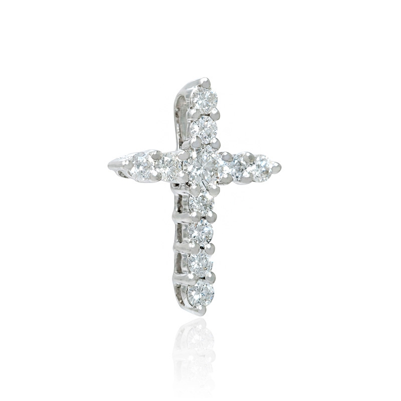Diamond 18k White Gold Cross Pendant (#5764)