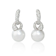 1.22ct Diamond and South Sea Pearl 18k White Gold Dangle Earrings