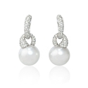 Diamond and South Sea Pearl 18k White Gold Dangle Earrings