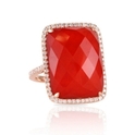 Doves Diamond and Red Agate 18k Rose Gold Ring