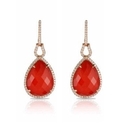 Doves Diamond and Red Agate 18k Rose Gold Dangle Earrings