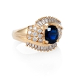 .72ct Diamond and Blue Sapphire 14k Yellow Gold Ring
