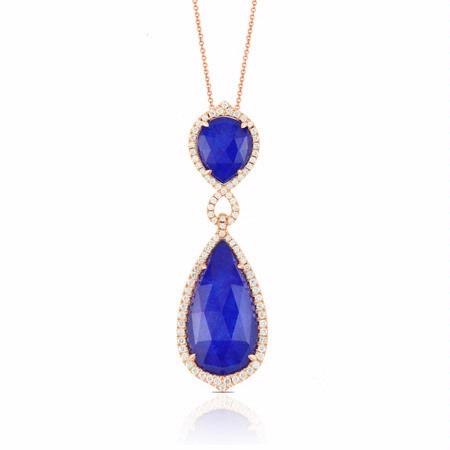 Doves Diamond and Lapis Lazuli 18k Rose Gold Pendant