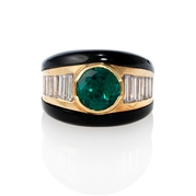 Diamond and Emerald 18k Yellow Gold Ring 