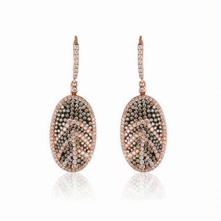 2.16ct Doves Diamond 18k Rose Gold and Black Rhodium Dangle Earrings