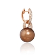 1.06ct Diamond and South Sea Pearl 18k Rose Gold Dangle Earrings
