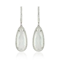 Doves Diamond and Mother of Pearl 18k White Gold Dangle Earrings