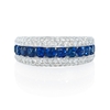 Blue Sapphire and Pave Diamond 18k White Gold Ring